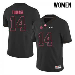 NCAA Women's Alabama Crimson Tide #14 Brandon Turnage Stitched College 2019 Nike Authentic Black Football Jersey YG17L71CL